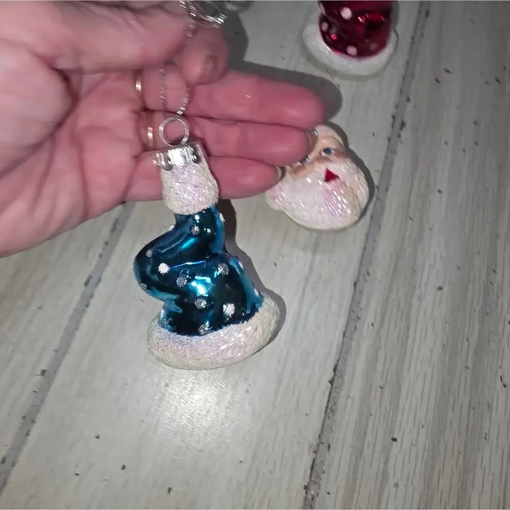 Christopher Radko Celebrations Santa Claus Ornament Glass Set Of 3 Christmas
